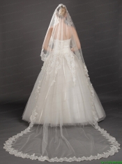 Perfect Lace Appliques Edge Organza Wedding Veil