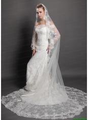 Perfect Lace Appliques Edge Organza Wedding Veil