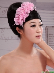 Pink Chiffon Flowers With Pearls For Party