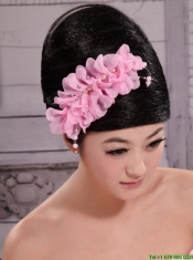 Pink Chiffon Flowers With Pearls For Party