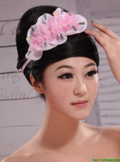 Pink Organza and Net Rhinestones With Peals For Party