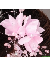 Pink Organza Imitation Pearls Special Occasion Fascinators
