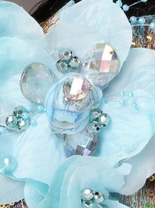 Popular Light Blue Taffeta Tulle Feather Beading Women’ s Fascinators