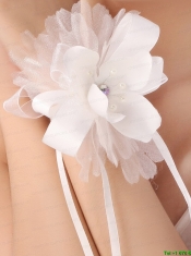 Popular White Feather Organza Flowers Fascinators and Wrist Corsage