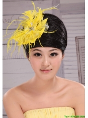 Pretty Yellow Beading Feather Flower Women’ s Fascinators For Party