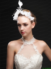 Pure White Flower Bridal Net With Feather Women 's Fascinators