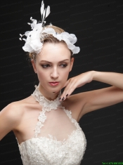 Pure White Flower Bridal Net With Feather Women 's Fascinators