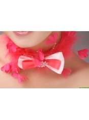 Red Feather and Bowknot Beading Hairband