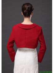 Red Satin Long Sleeves Jacket For Wedding Party