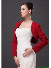 Red Satin Long Sleeves Jacket For Wedding Party