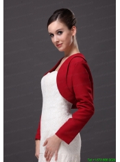 Red Satin Long Sleeves Jacket For Wedding Party