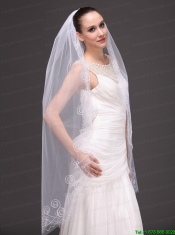 Romantic One-tier Cathedral Wedding Veil With Embroidery Edge