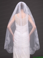 Romantic One-tier Cathedral Wedding Veil With Embroidery Edge