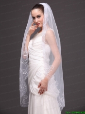 Romantic One-tier Cathedral Wedding Veil With Embroidery Edge