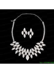 Shimmering Alloy With Rhinestones Ladies Necklace and Earrings Jewelry Set