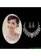 Shimmering Colorful Rhinestones Ladies Necklace and Earrings Jewelry Set