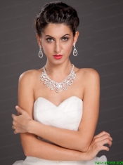 Shining Crystal Alloy Plated Wedding Jewelry Set Including Necklace And Earrings