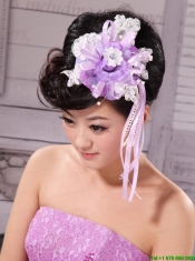 Side Clamp Flower and Lace Taffeta For Wedding Party