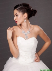 Stunning Rhinestone Alloy Flower shaped Ladies Necklace and Earrings Jewelry Set