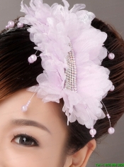 Stylish Organza Pink Imitation Pearls Special Occasion Fascinators