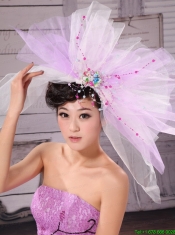 Sweet Lavender and White Corolla Large Hat Headpieces