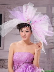 Sweet Lavender and White Corolla Large Hat Headpieces