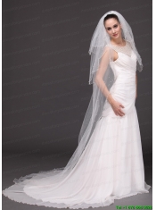 Three-Tier Tulle With Pearls Drop Veil