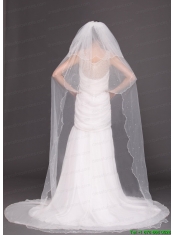 Three-Tier Tulle With Pearls Drop Veil