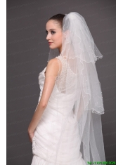 Three-Tier Tulle With Pearls Drop Veil