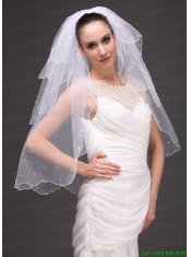 Three-tier Tulle With Pearls Wedding Veil