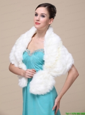 Top Selling Faux Fur Wedding Shawl With Lace V-neck