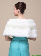 Top Selling Faux Fur Wedding Shawl With Lace V-neck