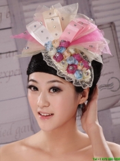 Tulle and Bud Silk Headdress Flower With Beading For Bride New Arrival
