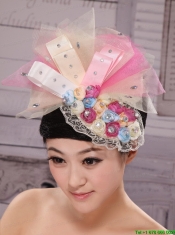 Tulle and Bud Silk Headdress Flower With Beading For Bride New Arrival