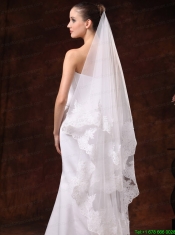Tulle With Lace Applique Edge Graceful Wedding Veil