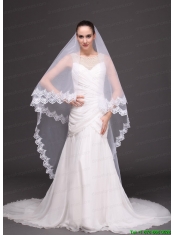 Two-tier Tulle With Lace Appliques Bridal Veil