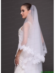 Two-tier Tulle With Lace Appliques Bridal Veil