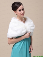 Unique Rabbit Fur Special Occasion / Wedding Shawl  In Ivory With V-neck