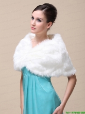 Unique Rabbit Fur Special Occasion / Wedding Shawl  In Ivory With V-neck