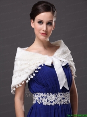 V-Neck White Wedding Party and Prom or Cocktail Faux Fur Wedding Wrap