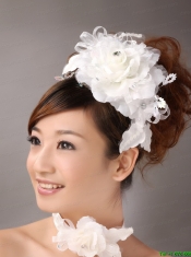 White Exquisite Ribbons Flower Organza Fascinators