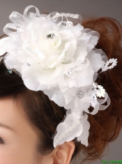White Exquisite Ribbons Flower Organza Fascinators