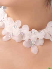 White Hand Made Flowers Feather Wedding Fascinators