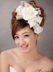 White Imitation Pearls Flower Sweet Tulle Fascinators