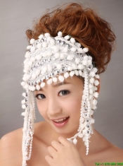 White Inexpensive Fascinator With Special Fabric