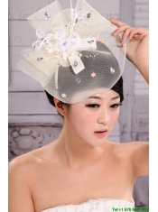 White Net Yarn Fashion Pearl Tire Fascinators