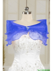 2015 Detachable Beading and Ruffles Aqua Blue Quince Dresses