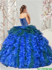 2015 Detachable Beading and Ruffles Quince Dresses in Royal Blue and Teal