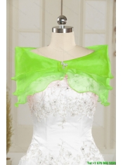 2015 Detachable Beading and Ruffles Spring Green Sweet 15 Dresses
