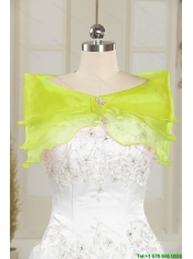 2015 Detachable Beading and Ruffles Yellow Green Dresses for Quince